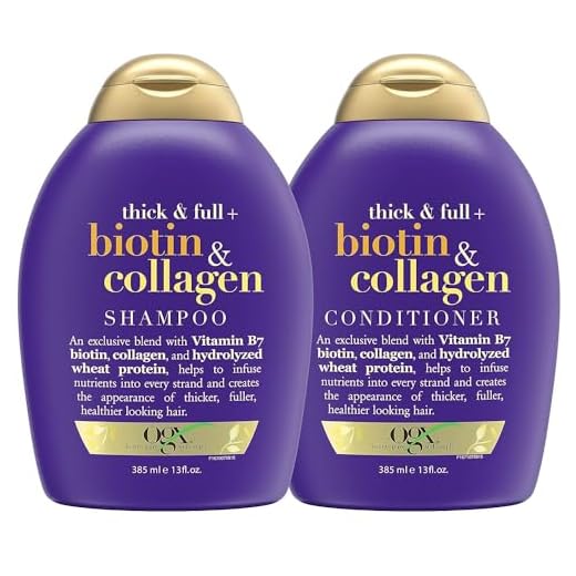 OGX Thick & Full + Biotin & Collagen Shampoo & Conditioner Set, (packaging may vary), Purple, 13 Fl Oz (Pack of 2)