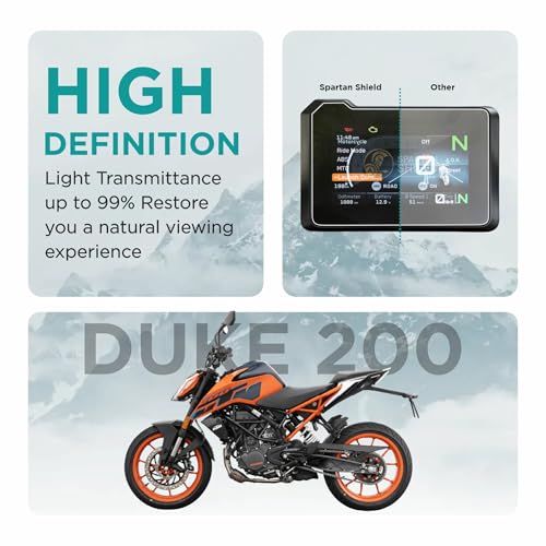 Image of Spartan Shield Digital Meter Screen Guard For NEW 2026 KTM DUKE 250 / 200 / 390 || 5 INCH COLOR TFT Instrument Display Protector || Anti Scratch || Water Resistant || Duke250 Duke390 Duke200 Bike Accessories 2024 [NOT FOR BLACK & WHITE Speedo ] [Not Tempered Glass] (200 Duke [5 inch Color TFT])