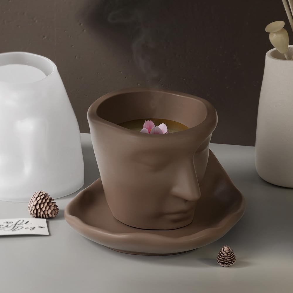 Finyoffiiy Moule En Silicone Pour Tasse En Forme De Visage Humain Abstrait - Moule 3D Créatif En Résine Époxy Pour Décoration De La Maison (Bisou