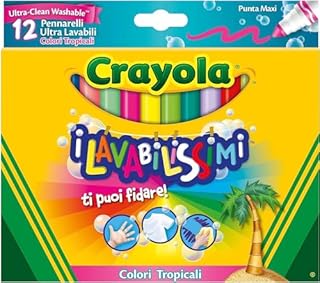 CRAYOLA I Lavabilissimi Pennarelli Ultra-Lavabili, Punta Maxi, Colori Tropicali Assortiti, per Scuola e Tempo Libero, 12 Pezzi 58-8335