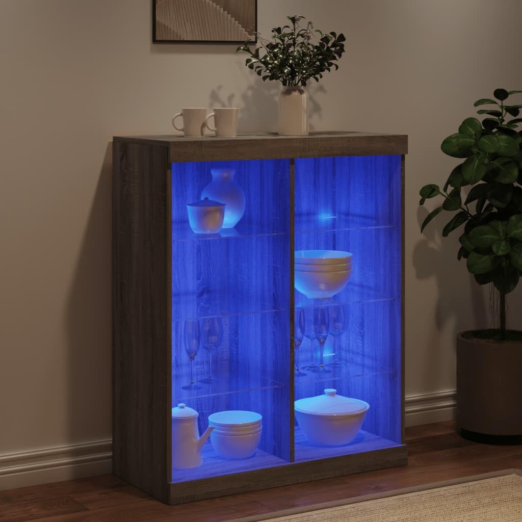 Madera resistente con luces LED para salon Gris Sonoma 81x37x100 cm