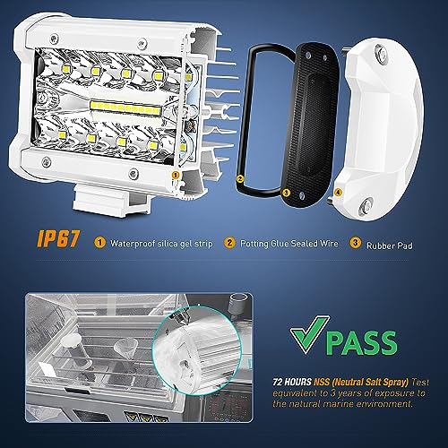 image for Nilight Marine LED Light Pods Navigation Lights 2PCS 4 Inch White Spot