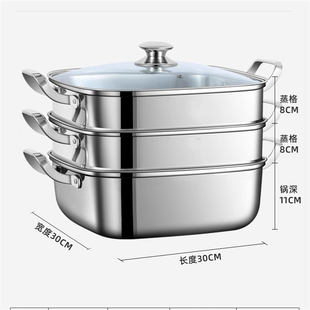 Generic Square Steamer Household Stainless Steel Thickened Drawer Multi-function Gas Induction Cooker Universal