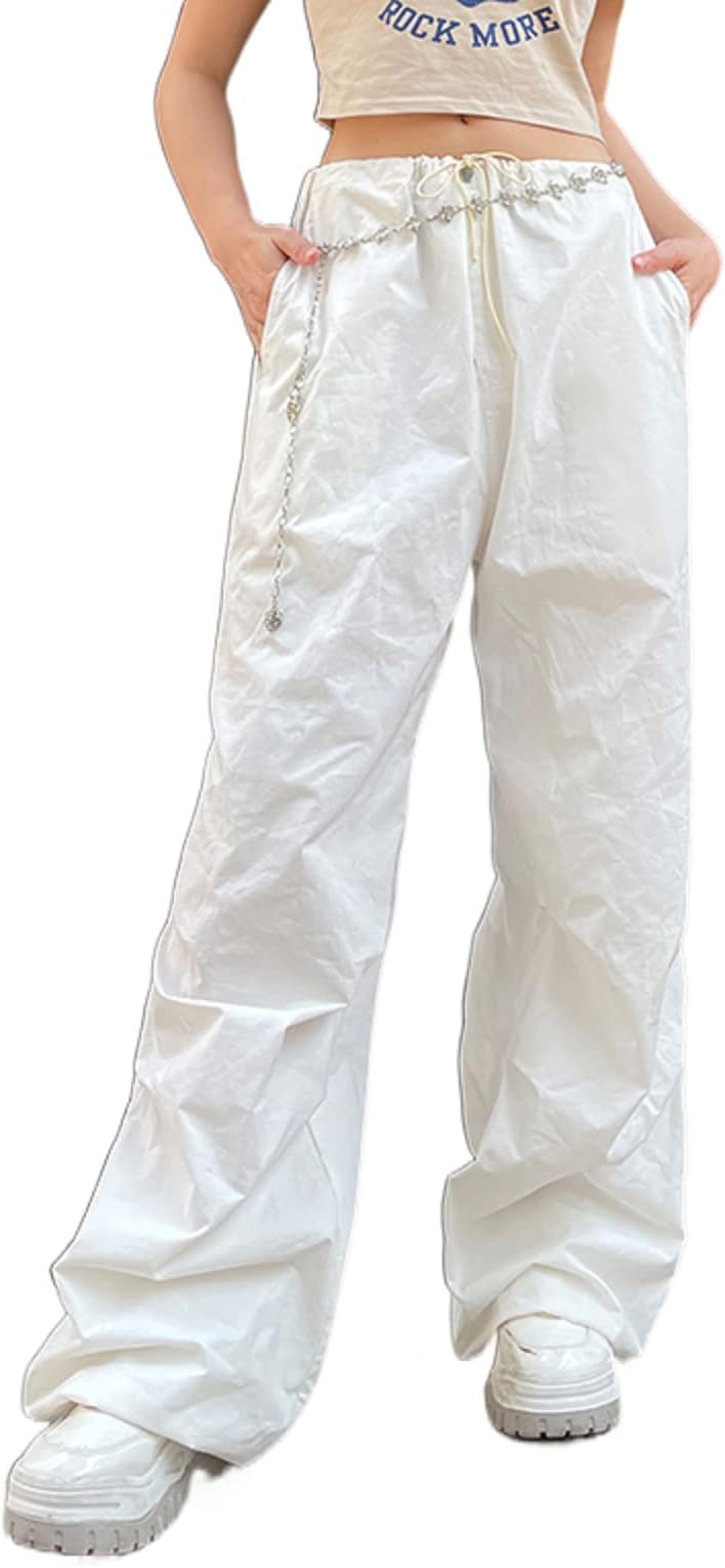 KMBANGIWomen Baggy Cargo Pants Y2K High Waisted Wide Leg Loose Casual Pants Trousers Streetwear