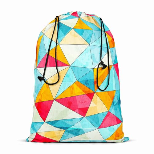 Image of ArtzFolio Vintage Triangles | Reusable Sack Bag | Bag for Gym, Storage, Vegetable & Travel