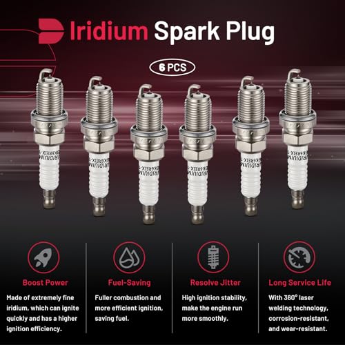 Image of BDFHYK Set of 6 Iridium Spark Plug Compatible with Dodge Nitro Ram 1500 Dakota, Compatible with Jeep Commander Liberty Grand Cherokee,Raider,3.7L 4.7L V6 V8,Engine Replacement for 4504 PK20TT