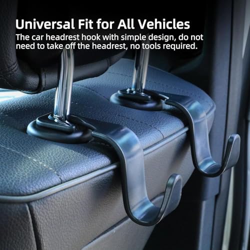 ZMSHANGMAO Car Seat Headrest Hook 4 Pack Hanger Storage Organizer Universal for Handbag Purse Coat Universal fit Vehicle Car Black with Buckle