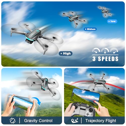 Drone with Camera, Drones for Adults and Beginners, 1080P HD FPV Foldable Mini Drones for Kids, with 2 Batteries, Carrying Case, Trajectory Flight, Gravity Control, One-Key Takeoff/Landing, 360° Flip, Toys for Gift - Image 6