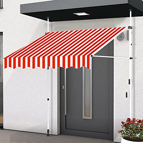 Toldo de jardín ajustable para patio, independiente con manivela de mano, para balcón y puerta al aire libre, protege contra el sol y la lluvia