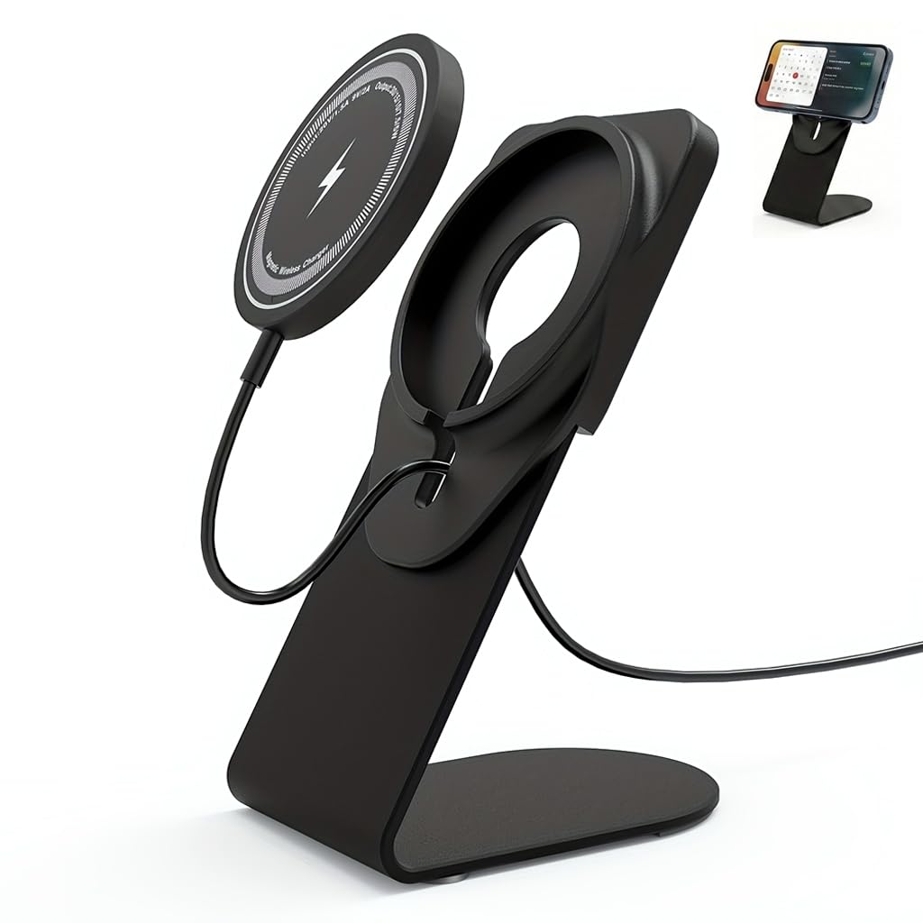 ZORBES®2-in-1 Aluminum Alloy Wireless Charging Stand Phone Charging Dock with Cable Slot, Desktop Charging Station for iPhone, for AirPods & iWatch with Cable Management-image-13