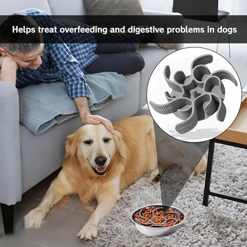 Hunde Langsamer Fressnapf,Anti Schling Einsatz Für Napf,Hundenapf Slow Feeder,Silikon Spirale Hundefutter Schalen,Slow Feeder Hundenapf Einfügungfür Große Mittlere Kleine Rasse Hunde (Ohne Schale)