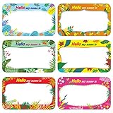 300 Pcs Name Tag Label Sticker in 6 Designs with Perforated Line for School Office Home (3.5