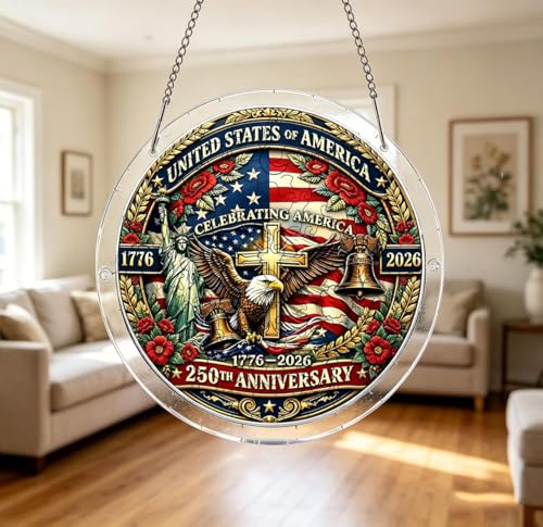 Puzzle acrílico irregular con 83 piezas comemorativo del 250 aniversario de USA, con diseño 2-en-1 de puzzle y colgante para ventana miniatura 4
