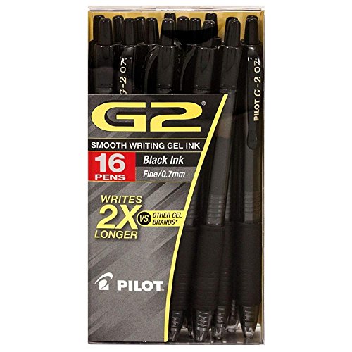 Pilot G2 Gel Roller Ball, Fine, Black - 16 Pens