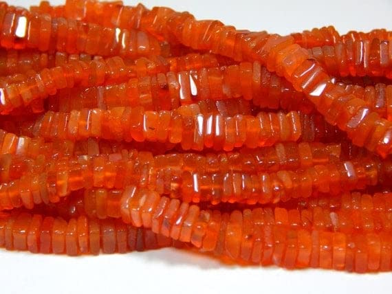 Perles carnelian heishi en pierre naturelle véritable pour réparer et créer des colliers