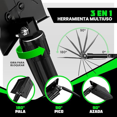 Miniatura 3 de Rhino Usa Pala Plegable Con Pico - Pala Etool Plegable De Acero Robusta Para Playa, Camping, Jardinería Y Más - Herramienta De Excavación Militar Táctica Para Tierra, Arena, Barro Y Nieve