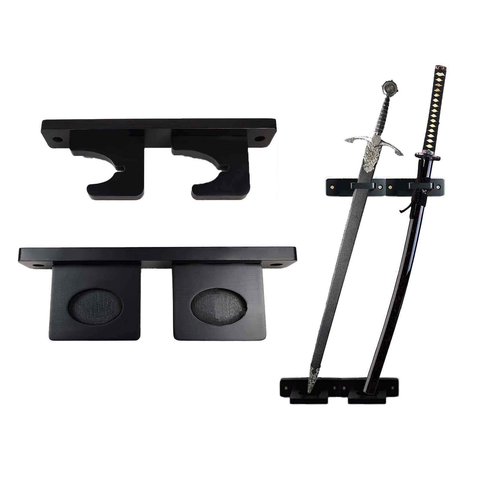 WLDDFF Sword Wall Mount Display Stand Vertical Hangers for Holding Katana, Lightsaber, Samurai, Axe (2 Holes)