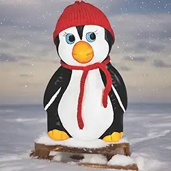 Pinguim Enfeite de Geladeira Grande com Touca de Pano Lindo