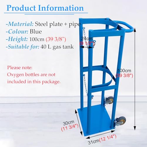 Chariot bouteille d'oxygène en acier robuste et stable à roulettes - 4