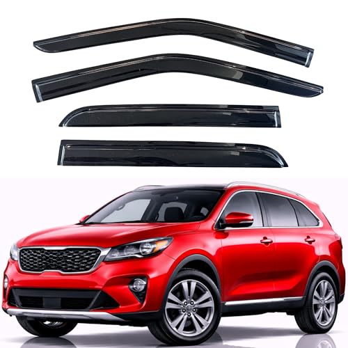Image of KPY Rain Guards Fit for 2016-2020 Kia Sorento, Out-Channel Window Visors Vent Wind Deflectors 4PC, Car Accessories for 16-20 Sorento