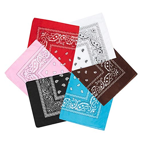GuKKK Pañuelos Bandanas, 6 Piezas Unisex Bandana, Multifuncion Cabeza Cuello Bufanda, Cuello Algodón Bandanas, Hombre Cuello Pañuelo Mujer Deportivo pañuelos Pañuelos(55CM * 55 CM) (Color)