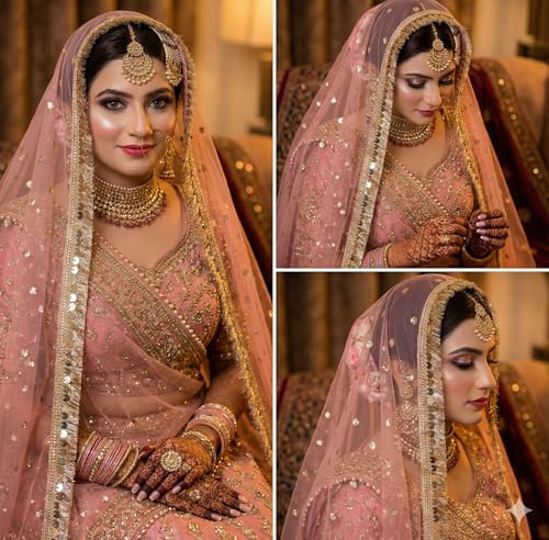 Image of Navti Creations Women's Lightweight Net Dupatta With Sequence Embroidery & Kiran Border (Length 2.25m)