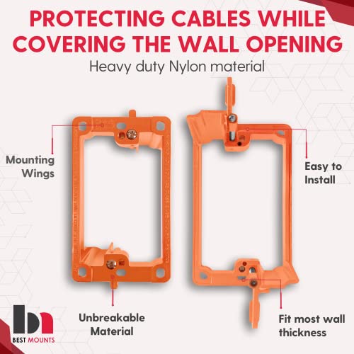 Bestmounts - Low Voltage Mounting Brackets 1 Gang For Drywall Outlet Cable Pass Through Wall Plates -Cable Wall Plate Bracket For Old Work, Telephone Wires, Network Cable, Hdmi, Speaker Wire(12-Pack) #TOP3