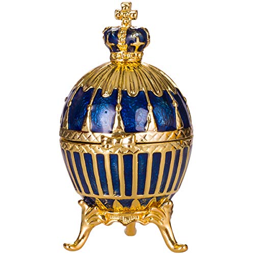 Œuf à la Fabergé / boîte à bijoux avec couronne 6,5 cm, bleu Cover