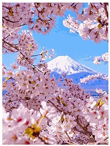 Amazon  5Dダイヤモンド塗装 富士山 満開の桜 綺麗な風景 クロス 