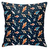 Fundas de Almohada con diseño de Naves espaciales Coloridas y Estrellas, Suaves y de Felpa, para sofá, Decorativas, cuadradas, para Sala de Estar, sofá, Cama, decoración del hogar, 45,7 x 45,7 cm.