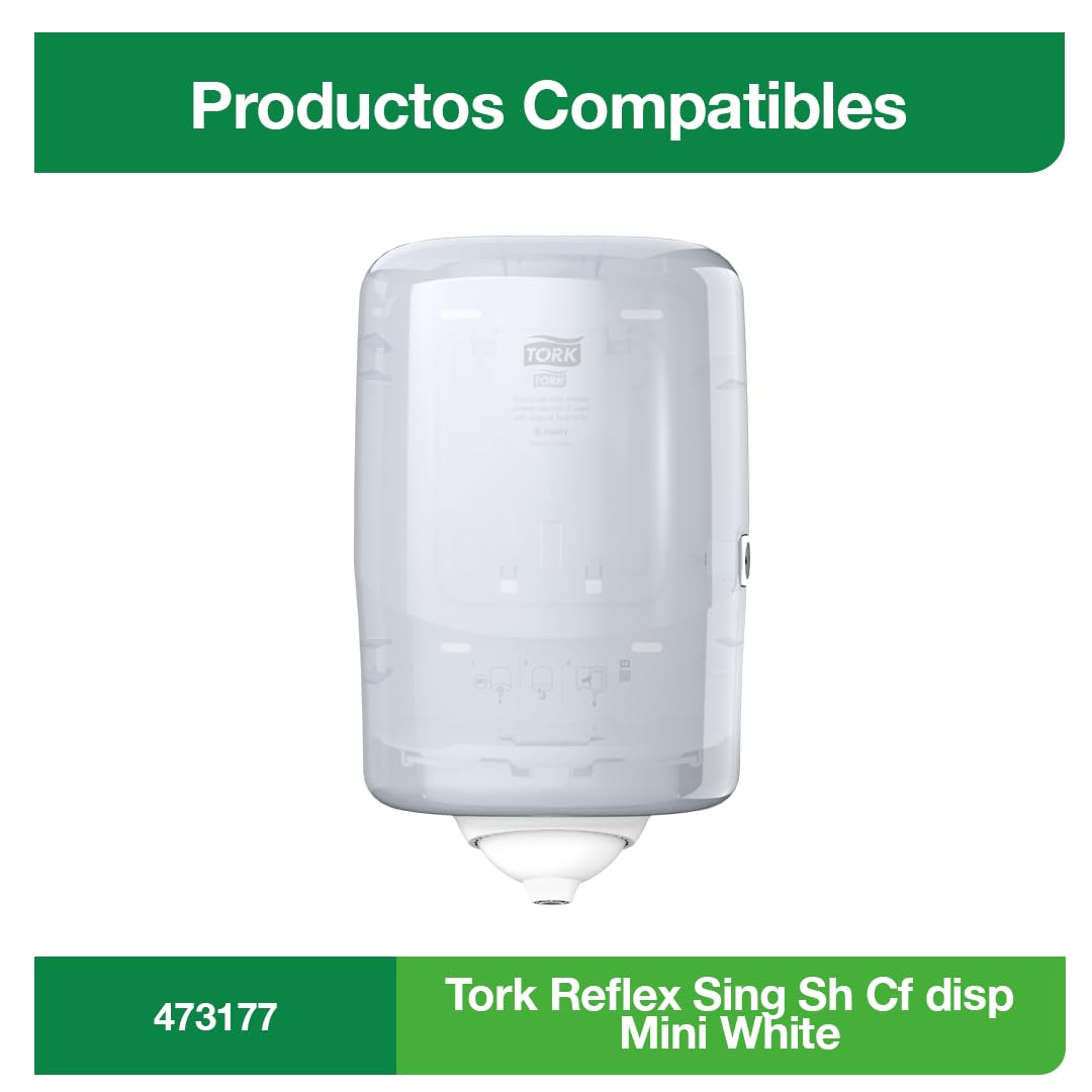 Tork 473246 Papel de secado Reflex/Advanced / 1 capa/Paños de limpieza compatibles con el sistema M3 / 12 bobinas x 120,1 m de largo/color blanco