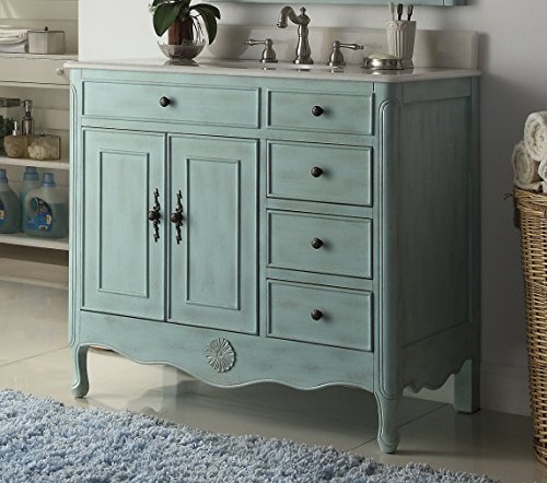 Benton Collection 38" Distressed Light Blue Daleville Bathroom Sink Vanity W/Mirror Hf-837Lb-Mir #TOP3