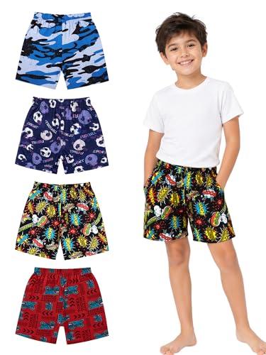 Image of Kids Boys Shorts | Stylish | Fashionable | Comfortable and Durable Shorts for Boys | Pack of 4 - Assorted (Color & Print May Vary)