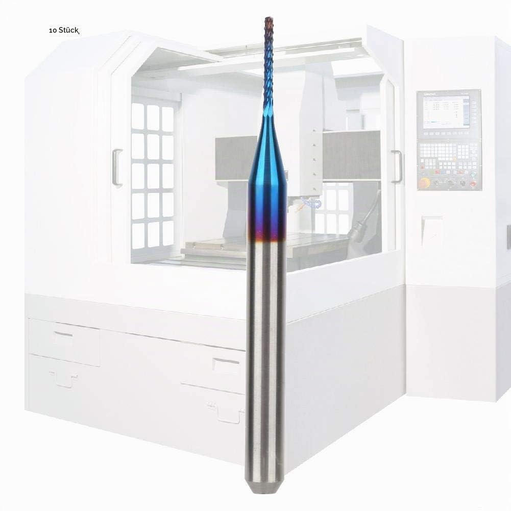 10 stücke Wolframfräser Blau Beschichtet Spiralfräser Fräsmaschine Cutter Bohrer CNC Fräser Set Werkzeug(0.8mm)