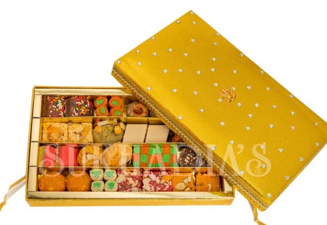 Sukhadia Sweets - Golden Maharaja Sweet Box - 40oz Premium Sweets - Indian Mithai Gift - Freshly Made In USA