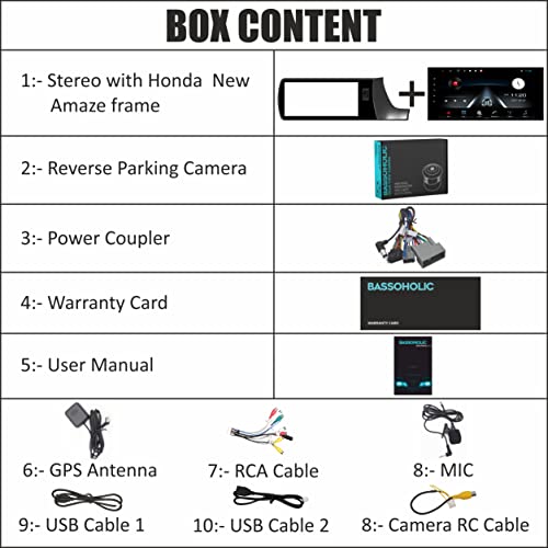 Image of 9 Inches Advanced Android 10 System for Honda New Amaze with 2GB /16GB RAM & ROM, Gorilla Glass /Full HD Display /WiFi /GPS /Steering Wheel Connectivity and HD Parking Camera