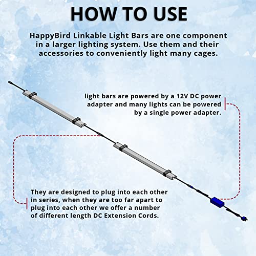 Happybird Lighting HB2-18-01 Happybird Lightning (A Divison Of M&M Cage) 18 Inch Led Linkable Light Bar Without Power Source For Multiple Bird Breeder Cages, Full Spectrum Led. **Will Not Run thumb #2