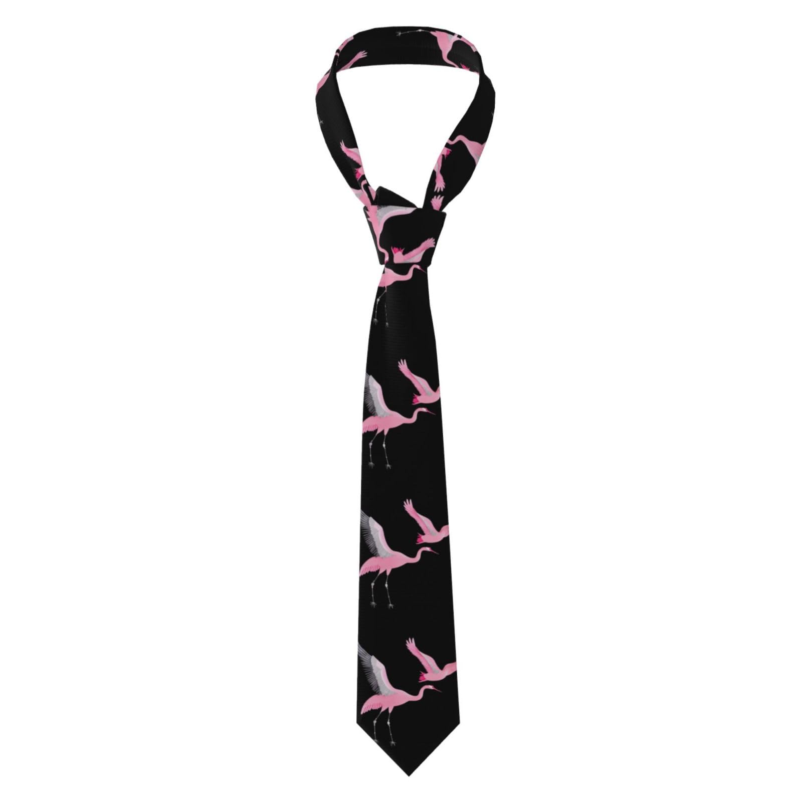 Asbwuo Unisex As Pic Double Flying Crane Printing Men's Necktie - Silk Tie For Men, Fashion For Business, Weddings, Parties, And As A Gift