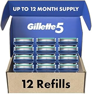 Gillette5 Mens Razor Blade Refills, 12 Count, Lubrastrip for a More Comfortable Shave