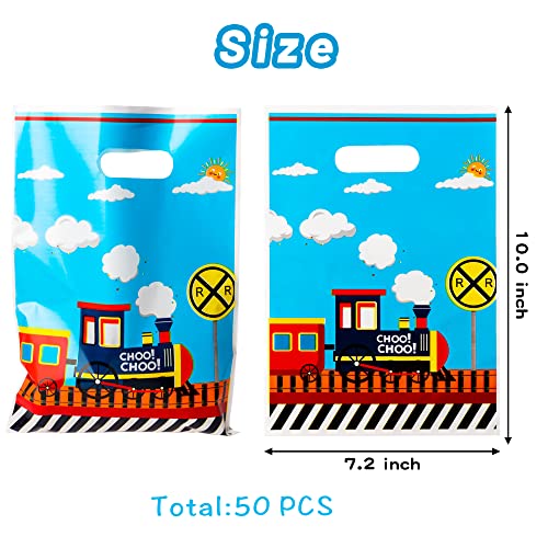 3Sscha 3S-TRAIN BAGS 50PCS Train Party Favor Bag Transportation Themed Waterproof Goodie Bag thumb #1