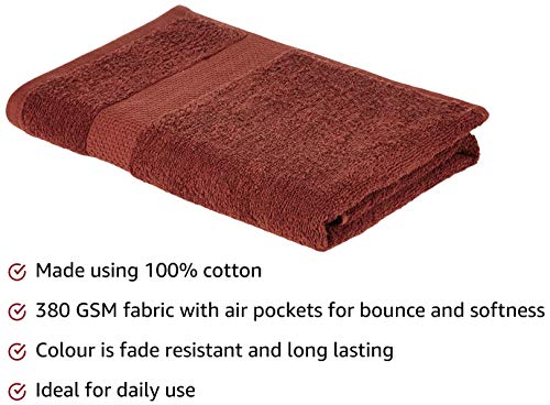 Image of Amazon Brand - Solimo 100% Cotton Bath Towel, 380 GSM (Brick Red)