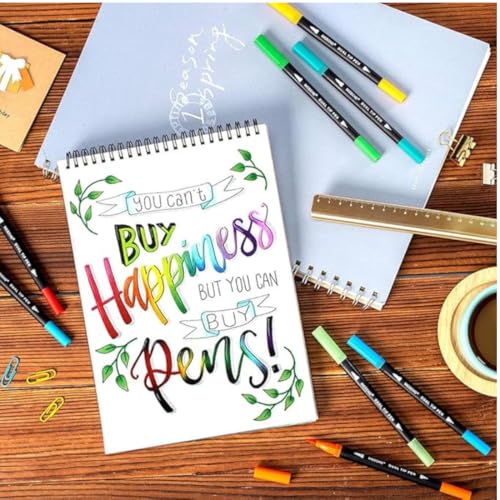 Kit Canetinhas Coloridas 60 Cores com Pontas Duplas, Conjunto Caneta Brush para Livros de Colorir pa