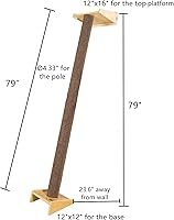 Vista 6 de SHENGOCASE Modern 78.7“ Tall Leaning Cat Tree Tower Scratching Post Pillar with Bed Perch, Wall Mounted Cat Shelves for Window (Sisal Cover)