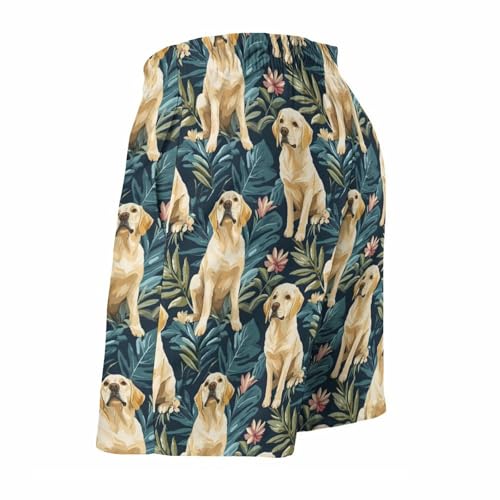 Hawaiian Shorts for Men - Comfy Labrador Tropical Floral Print Mens Swim Trunks Bathing Suits with Mesh Lining4