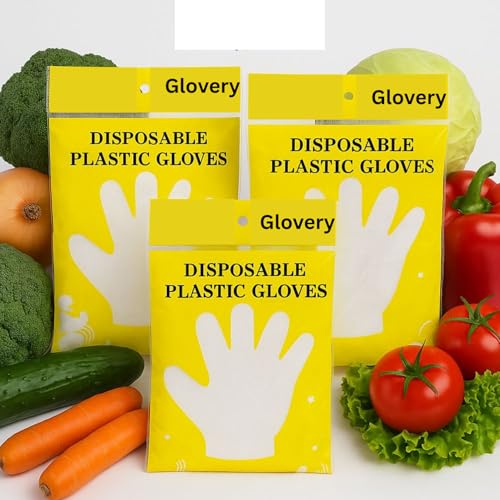 Image of Disposable PE Gloves - Transparent Food Grade | Kitchen, Cooking, Cleaning | Hair Coloring /Hair Dyeing Gloves | Unisex Multipurpose Glove (400 Pieces)
