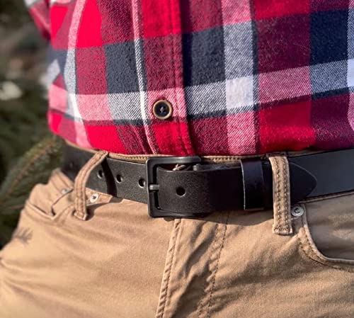 Beep Free 1 3/8” Italian Leather Belt | Black | 42-44 | Airport Friendly | Metal Free #TOP4