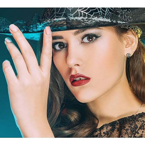 TGNEL Titanium Gothic Skull/Bat Earrings - Hypoallergenic Halloween Stud Earrings for Men & Women - Silver/Black4