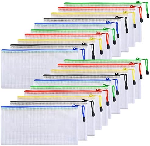 Fyy 3 Pcs Pencil Case Set, Clear Exam Pencil Pouch, Mesh Zipper Pen Pouch, Nylon Pencil Storage Pouch, Makeup Bag for Women, Portable Office Stationery Pouch for Students Adults Pack 2