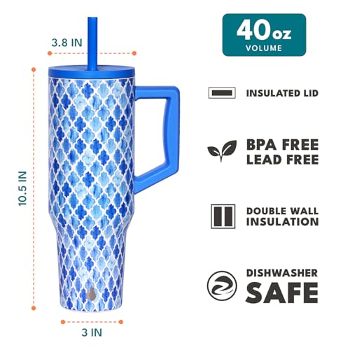 Image of Elemental Spill Proof 40oz Insulated Tumbler with Handle & Straw Travel Mug