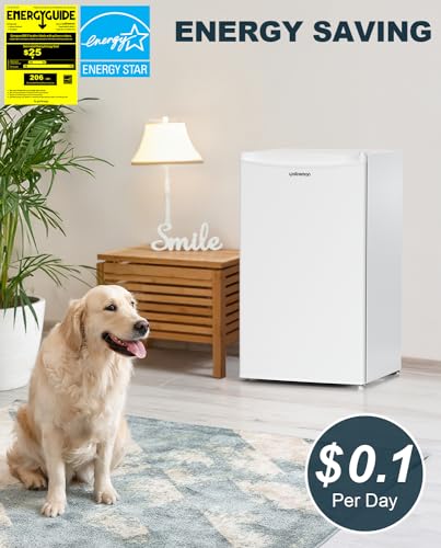 Upstreman BR321 3.2 Cu.Ft Mini Fridge With Freezer, Single Door Mini Fridge, Dorm Fridge, Adjustable Thermostat, Mini Refrigerator For Dorm, Office, Bedroom, White-Br321 thumb #1